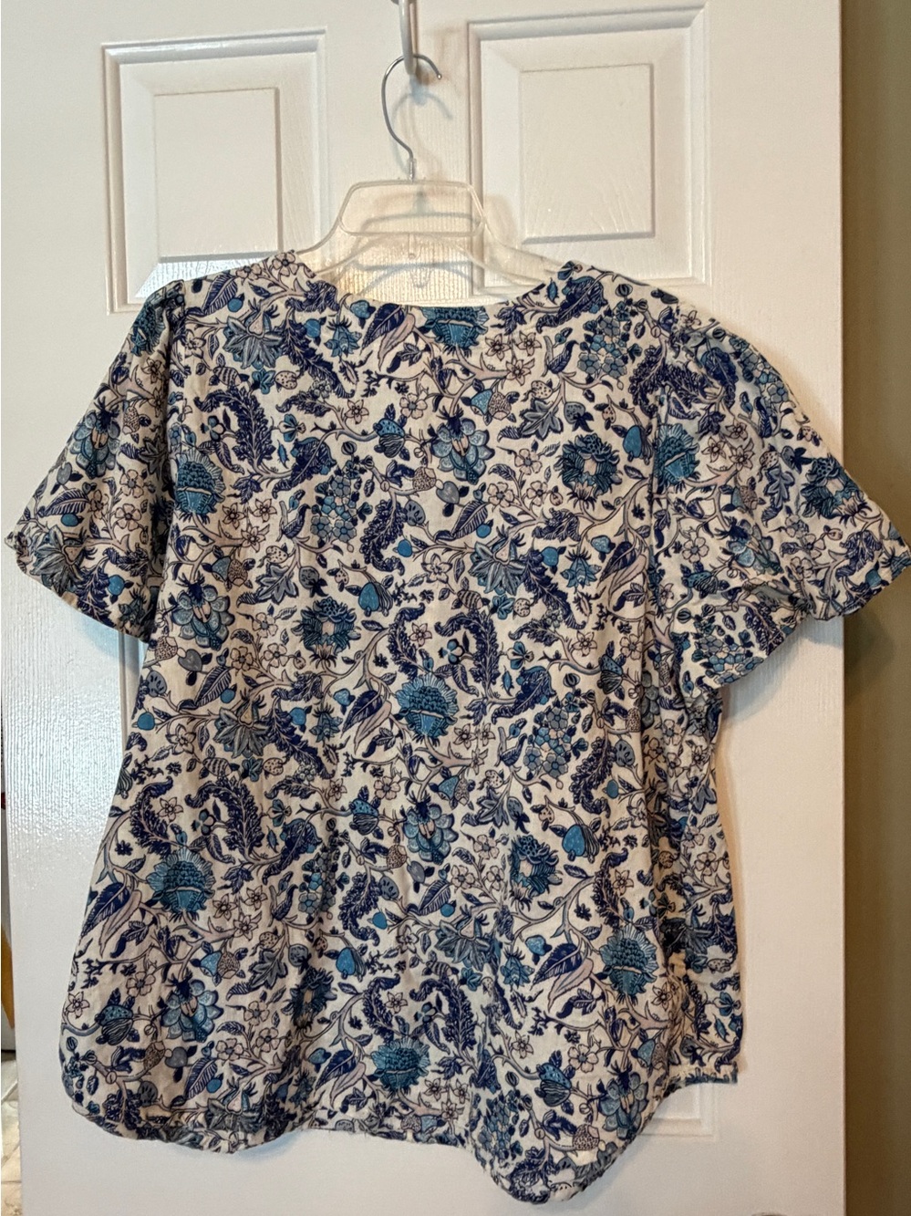 Knox Rose XXL Blue Floral V-Neck Short Flutter-Sleeve Boho Top - Picture 7 of 13